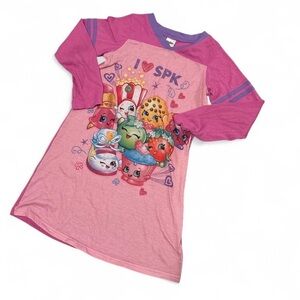 Shopkins Nightgown Girls Size 7/8 Pink Purple Sleep Shirt Kids 2013 Sleepshirt